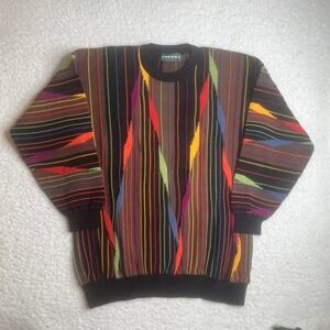 Vintage Tundra multi color men's "coogi" style sweater pullover biggie Canada L